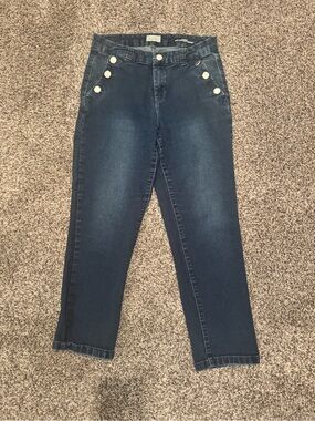 Nicole Miller Dark Navy Sailor-Button Ankle Jeans